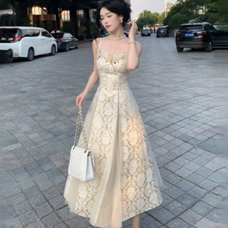 輕奢禮服 高品質禮服 【4009人收藏】2025氣質新款吊帶洋裝裙子女高級小眾宮廷風法式緊身顯瘦吊帶裙