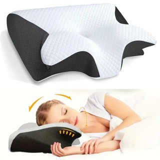 蝴蝶睡眠記憶頸枕慢迴彈舒適記憶棉睡眠枕頸椎矯形頸部按摩床枕頭