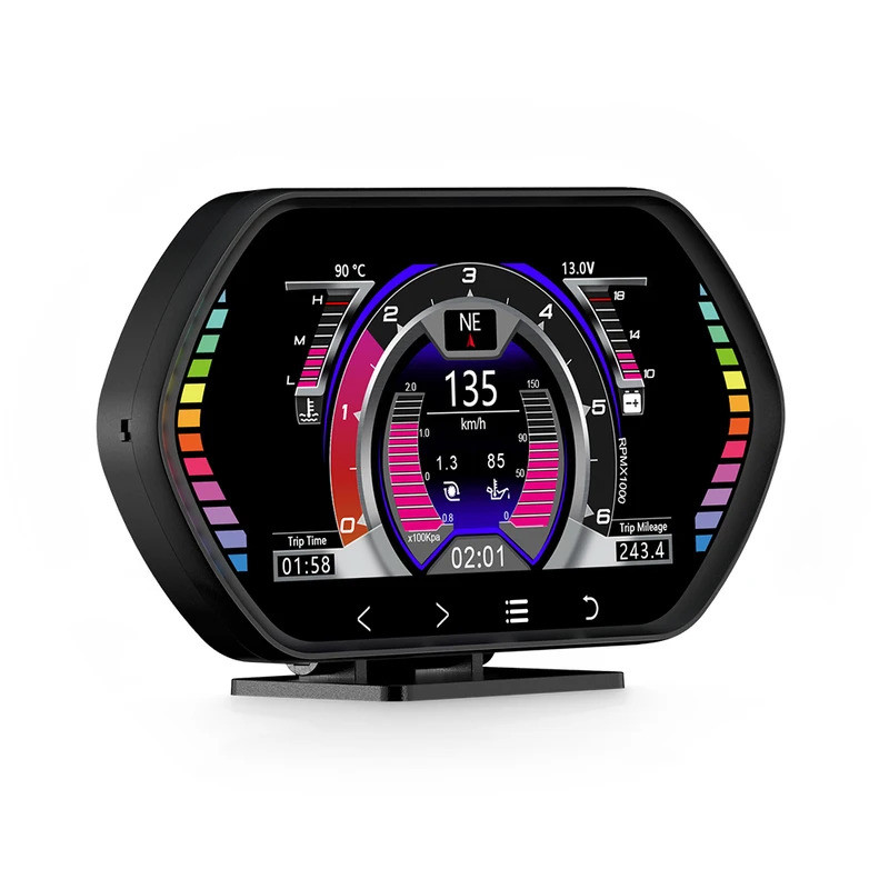 OBD2+GPS HUD 平視顯示器數字裏程錶汽車監視器汽車 HUD 儀錶安全警報智能 F12 適用於所有汽車汽車顯示屏