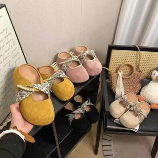 瑪莉珍鞋 厚底瑪莉珍 復古瑪麗珍鞋2025春季法式小眾設計溫柔絨面內增高一腳蹬懶人拖鞋