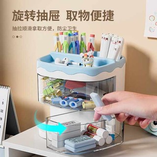 筆筒 造型筆筒 旋轉實用辦公室筆筒 桌面學生書桌時尚筆架 創意可愛透明收納小筒