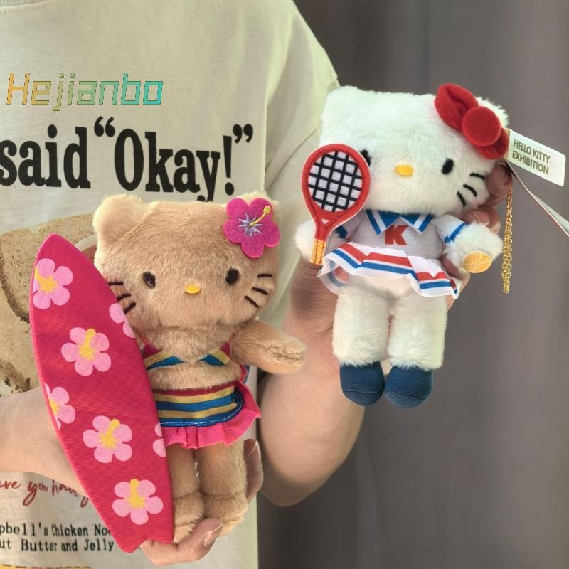 三麗鷗 <hejianbo-t> Hello Kitty 長腿毛絨玩具鑰匙扣 ck Skin Sanrio Kt 貓軟填