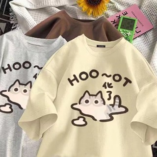 【砂糖夢境】超萌可愛上衣t恤女小個子學生版字母貓咪印花情侶短袖