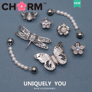 jibbitz metal CHARM 鞋釦 鞋配飾 金屬珍珠 蝴蝶 蜻蜓 DIY時尚鞋附件