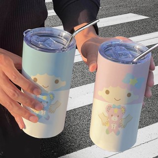 【新品特價】三麗鷗雙子星可愛咖啡網紅高顏值不鏽鋼保溫杯辦公室吸管隨行水杯 辦公室飲水杯 學生教室