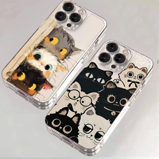 可愛卡通貓手機殼適用於 iPhone 16 15 14 13 12 11 Pro Max XR X XS Max 7 8