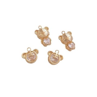 宏雲Hongyun-Ala新品-14K包金保色鑲鋯卡通虎頭吊墜可愛小老虎掛件diy生肖手鏈飾品配飾