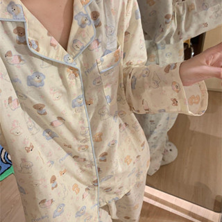 【有幸時光】ins風可愛卡通小狗狗睡衣女 春秋夏季長袖長褲高顏值網紅居家服套裝