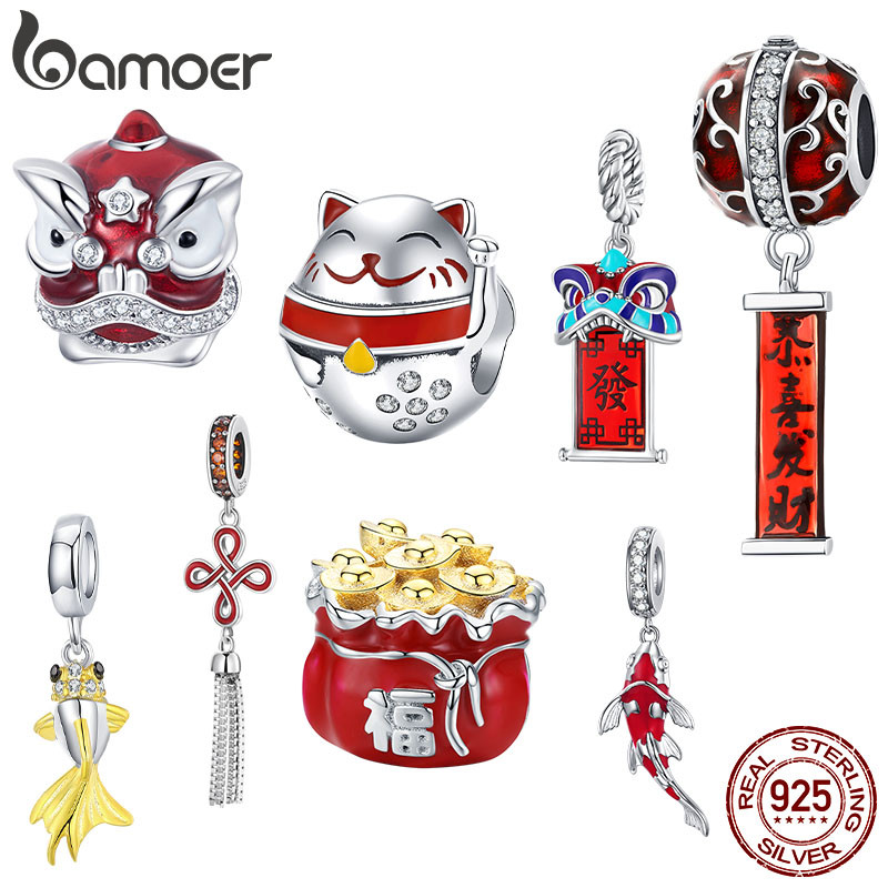 Bamoer 925 純銀吊飾中國新年珠子禮物 DIY 手鍊項鍊