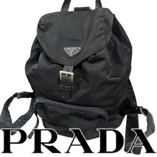 PRADA 揹包 束口包 Saffiano皮革 Tessuto 皮革 黑色 尼龍 mercari 日本直送 二手
