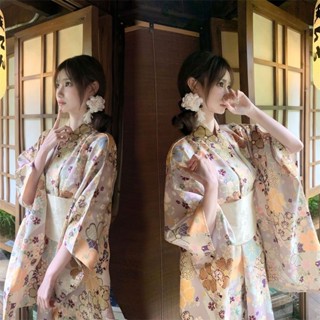 神明少女和服 和服正裝 傳統和服 和服女 影樓日系神明改良和服日式浴衣寫真花色復古可愛少女連衣裙 表演服 改良日系和服