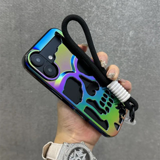 極光 3D 骷髏脈衝腕帶呼吸盒適用於 iPhone 16 15 14 Pro Max Plus 13 12 11 鬼臉鏤
