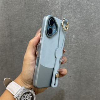 【小羊皮手機殼/帶腕帶/戒指款式/無手印/戒指款式/不粘手印】相容 iPhone 16 15 14 13 Pro max