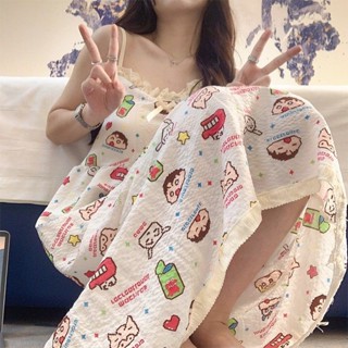 Only❤️睡裙吊帶睡衣女甜美蠟筆小新寬鬆可愛學生傢居服