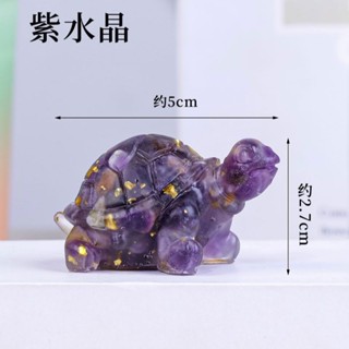 天然水晶碎石水晶滴膠樹脂烏龜水晶石工藝品車用家居桌面裝飾擺件