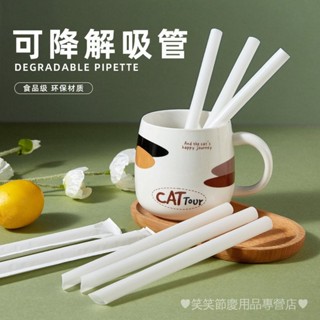 [現貨]環保吸管 耐高溫度90直管 可降解一次性吸管食品級咖啡珍珠奶茶夏獨立包裝 吸管 一次性吸管 免洗吸管 單包裝吸管