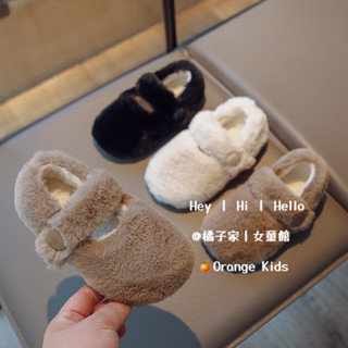Orange Kids🍊兒童棉鞋 臺灣出貨 女童韓版魔術貼保暖鞋 兒童韓版毛毛鞋 兒童豆豆鞋 女孩刷毛棉鞋 童鞋