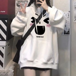 胖胖美依 S-4XL 大碼女裝 字母T卹 長袖T卹 連帽 大尺碼上衣 新款卡通印花連帽衛衣外套上衣-2182.