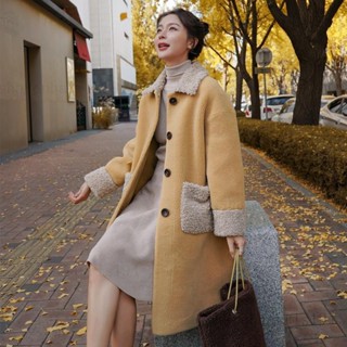 仿羔羊毛大衣外套女鼕2023新款刷毛加厚中長款風衣高階感 純慾風rris194