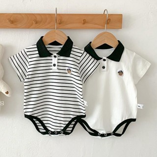【店鋪熱銷】新生嬰兒衣服夏裝洋氣哈衣包屁衣Polo衫男女寶寶夏季爬服薄款連體衣