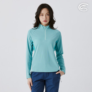 ADISI 女UPF50+防曬抑菌半門襟長袖排汗衣 AL2511023 湖綠 (S-XL)｜抗UV 吸濕排汗 防臭