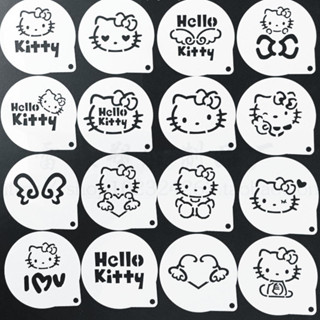 現貨 烘焙模具 麵包撒粉模具 咖啡拉花模具 3寸hellokitty咖啡拉花模具 花式糖粉篩 杯子蛋糕噴花模具木糠杯