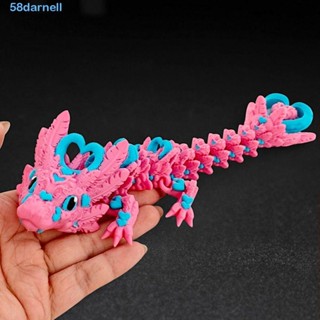 DARNELL 3D 列印龍,可動關節逼真的 3D 可旋轉關節龍,逼真的裝飾品卡通手工藝品公仔 3D 關節龍玩具兒童
