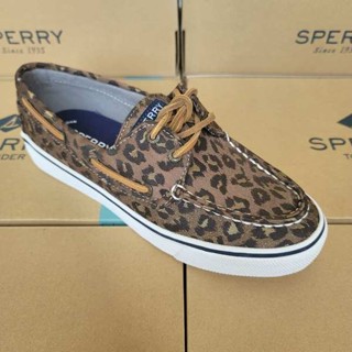 sperry新老客福利豹紋女鞋牛皮抽繩休閒百搭帆船鞋潮個性低幫板鞋