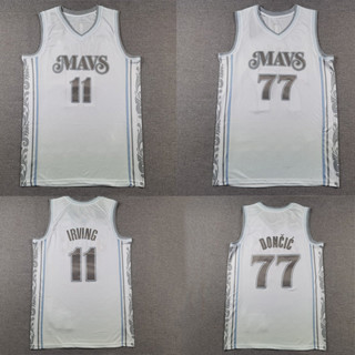 77號刺繡nba獨行俠籃球服東契奇小牛隊NBA11號凱裡歐文球衣 R5YE