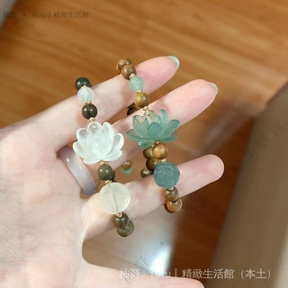 ✨台灣出貨#新中式蓮花串珠手串禪式新款中國風手鏈念珠古風繞指柔文玩手飾女