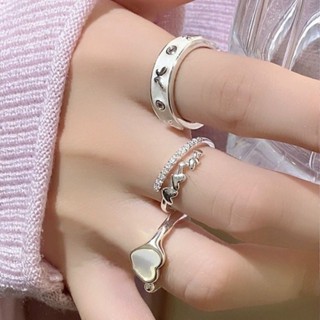 3件套愛心貝殼戒指韓版小眾氣質開口可調整指環女