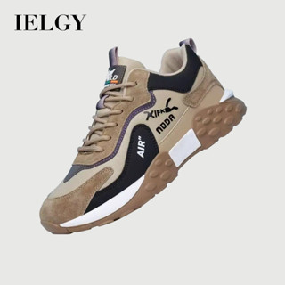 IELGY 新款秋冬抓絨男鞋時尚舒適透氣休閒運動鞋百搭真皮運動鞋