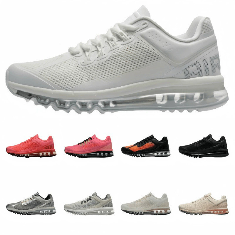 AIR MAX 2013男子全掌氣墊緩震白色跑步鞋