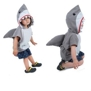 兒童動物衣服卡通人偶鯊魚cos服鯊魚服裝演出服海底世界角色扮演
