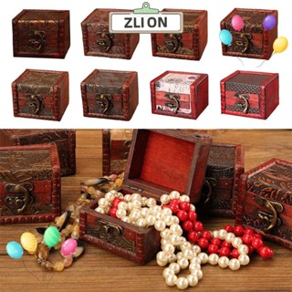 ZLION1木質收納盒,戒指項鍊包裝復古的首飾盒,飾品收納盒中國風咖啡色（Brown）寶藏箱