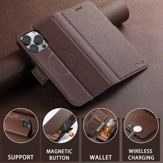iPhone 17/16/15/13/14/12 Pro/Pro Max Plus MagSafe磁吸可拆卸 商務皮紋