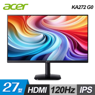 【Acer 宏碁】KA272 G0 27型 120Hz IPS 電腦螢幕【福利品】