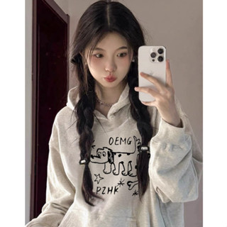 ⭐【饞樂園】寵物印花 刷毛衛衣 女生帽t 衛衣 衛衣女 長袖帽t 連帽衛衣 秋冬款 加絨加厚 帽t 連帽外套 長袖上衣