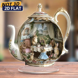📣新品折扣📣亞剋力歐式茶具複活節兔子和彩蛋非常適閤辦公桌和咖啡桌裝飾擺件