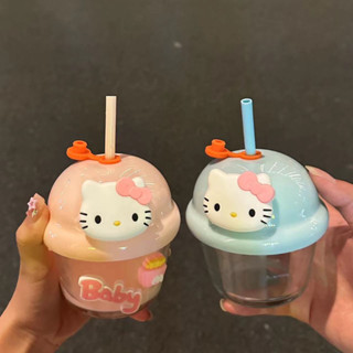 迷你ins可愛HelloKitty吸管水杯咖啡小奶杯高顏值玻璃杯牛奶便攜咖啡杯
