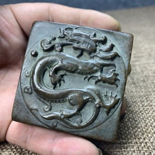 古玩雜項龍騰鳳凰印章純銅實心風水居家舊藏招財納福老物件擺件