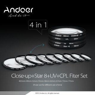 ANDOER Yoh安多爾62mm UV+CPL+近攝+4+星形8點濾鏡圓形F