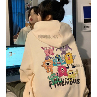 ⭐【饞樂園】加絨加厚 卡通印花 帽t 連帽外套 長袖上衣 衛衣 帽t 大學t 女生外套 秋冬外套 學生外套 長袖帽tS