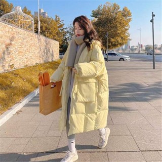 冬季外套寬鬆棉襖外套加厚保暖[D1220]奶黃大衣羽絨棉服女中長款2023冬季新款韓版寬鬆棉衣加厚外套外套