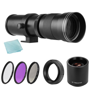 相機鏡頭相機 MF 超長焦變焦鏡頭 F/8.3-16 420-800mm T 卡口 + UV/CPL/FLD 濾鏡套裝