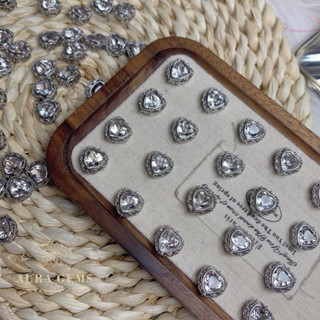 【AURA GEMS】天然白水晶愛心滿鑽 DIY飾品配件 diy手作材料 手串配件