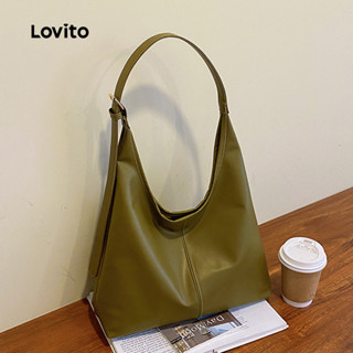 Lovito 女士休閒素色大容量軟皮時尚單肩手提包 LFA72033