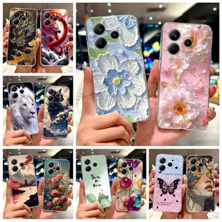 REDMI XIAOMI 適用於小米紅米 Note 14 Pro 4G 手機殼豪華彩繪保護套柔軟超薄手機殼適用於小米紅米