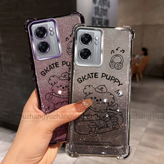 OPPO A57 4G 5G 2022 A77 A77S A57E手機殼滑板車小狗四角閃光紙矽膠TPU透明軟殼HBC手機