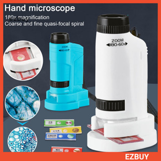 [EY] 帶樣品載玻片的鏡頭顯微鏡顯微鏡便攜式 Led 燈兒童顯微鏡 60-180 倍幼兒教育科學玩具手持式迷你範圍有趣